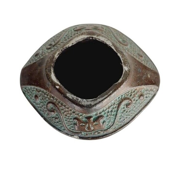 Antique Ornate Hand Crafted Temple Copper Finish Incense Burner Pottery Japan - Picture 13 of 13